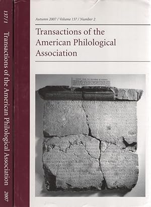 Bild des Verkufers fr Transactions of the American Philological Association 2007 [2 Bd.e]. Volume 137 / Number 1-2. zum Verkauf von Fundus-Online GbR Borkert Schwarz Zerfa