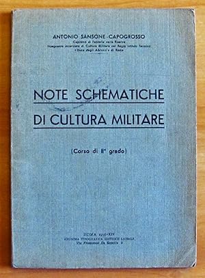 Imagen del vendedor de NOTE SCHEMATICHE DI CULTURA MILITARE (CORSO DI II GRADO) a la venta por L'Angolo del Collezionista di B. Pileri