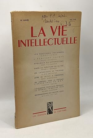 La vie intellectuelle n°5 16e année - Mai 1948 - les élections italiennes l'écriture sainte apolo...