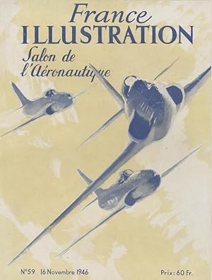 "SALON DE L'AÉRONAUTIQUE 1946" Couverture originale entoilée FRANCE ILLUSTRATION du 16/11/1946