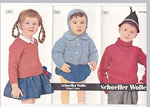 Faltprospekt Schoeller Wolle - Modelle mit den Nummern 1057-1060. Kinderpullover, Jäckchen und Mü...