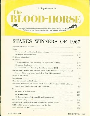 Image du vendeur pour Stakes Winners of 1967. A Supplement to The Blood-Horse mis en vente par Eureka Books