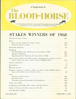 Image du vendeur pour Stakes Winners of 1968. A Supplement to The Blood-Horse mis en vente par Eureka Books