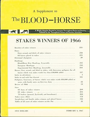 Image du vendeur pour Stakes Winners of 1966. A Supplement to The Blood-Horse mis en vente par Eureka Books