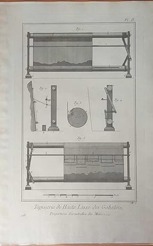 Image du vendeur pour [1 Blatt]. Tapisserie de Haute-Lisse des Gobelins, No. 218, Planche 2, Proportions Gometralles des Metiers. [Aus: Encyclopdie ou Dictionnaire raisonn des sciences, des arts et des mtiers: Tapisserie des Gobelins]. mis en vente par Fundus-Online GbR Borkert Schwarz Zerfa