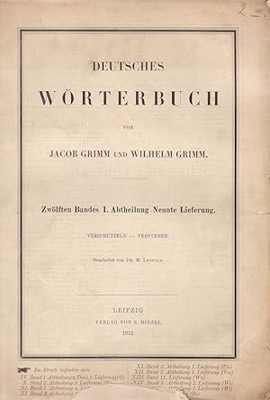 12. Band, I. Abtheilung, 9. Lieferung. Versprutzeln - Verstehen: Deutsches Wörterbuch von Jacob G...