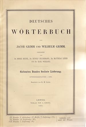 7. Band, 6. Lieferung. Nothwendigkeitsgewebe - Oder: Deutsches Wörterbuch von Jacob Grimm und Wil...