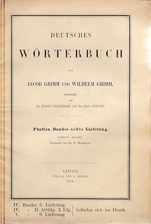 5. Band, 8. Lieferung. Kommend - Krachen: Deutsches Wörterbuch von Jacob Grimm und Wilhelm Grimm....