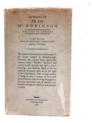 Seller image for Memoirs of the Late Mrs. Robinson for sale by World of Rare Books