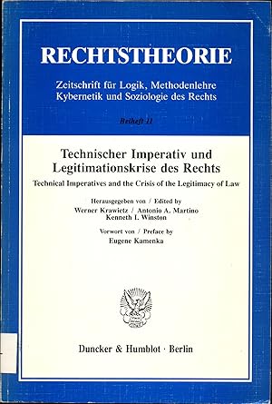 Bild des Verkufers fr Technischer Imperativ und Legitimationskrise des Rechts Technical Imperatives and the Crisis of the Legitimacy of Law zum Verkauf von avelibro OHG