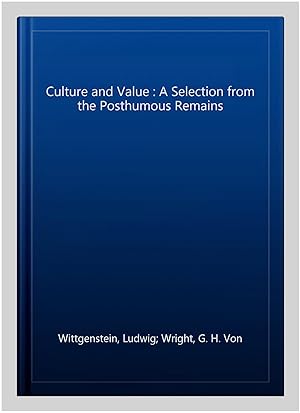 Immagine del venditore per Culture and Value : A Selection from the Posthumous Remains venduto da GreatBookPrices