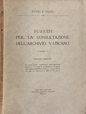 Bild des Verkufers fr Sussidi per La Consultazione Dell'Archivio Vaticano Volume III zum Verkauf von Biblioteca di Babele