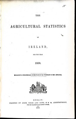 Bild des Verkufers fr The Agricultural Statistics of Ireland for the Year 1858 zum Verkauf von Kennys Bookshop and Art Galleries Ltd.