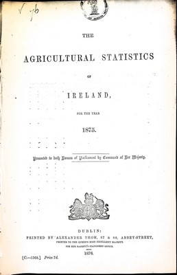 Bild des Verkufers fr The Agricultural Statistics for Ireland for the year 1875 zum Verkauf von Kennys Bookshop and Art Galleries Ltd.