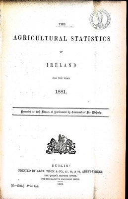 Bild des Verkufers fr The Agricultural Statistics for Ireland for the Year 1881 zum Verkauf von Kennys Bookshop and Art Galleries Ltd.