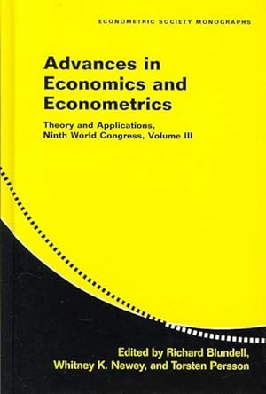 Bild des Verkufers fr Advances in Economics and Econometrics : Theory and Applications, Ninth World Congress zum Verkauf von GreatBookPrices