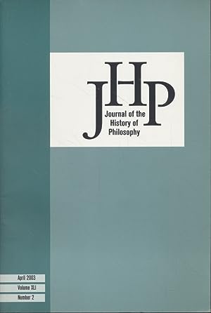 Bild des Verkufers fr Journal of the History of Philosophy. Vol. 41, Nr. 2. zum Verkauf von Fundus-Online GbR Borkert Schwarz Zerfa