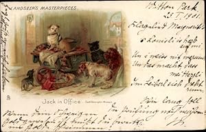 Künstler Ansichtskarte / Postkarte Landseer's Masterpieces, Jack in Office, Hunde