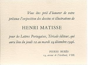 Henri Matisse (1869-1954) : Les Lettres Portugaises (announcement)