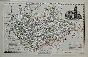 Antique Map LEICESTERSHIRE & RUTLAND James Pigot Orig Hand Coloured County Map c1830