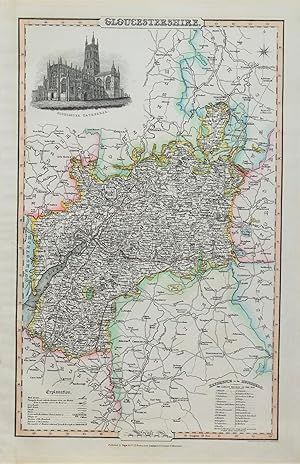 Antique Map GLOUCESTERSHIRE James Pigot Original Hand Coloured County Map c1830
