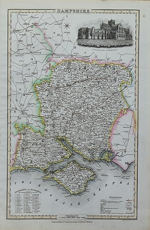 Antique Map HAMPSHIRE ISLE OF WIGHT James Pigot Orig Hand Coloured County Map c1830