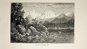 BAYERN, Ramsau im Berchtesgadener Land, Hintersee, Hoher Göll, Ansicht ca. 1880 originale Druckgr...