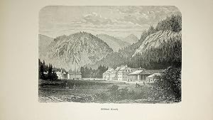 BAYERN, Kreuth, Wildbad Kreuth, Ansicht ca. 1880 originale Druckgrafik