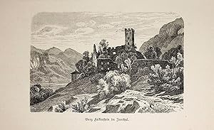 BAYERN, Burg Unter-Falkenstein (Flintsbach am Inn) , Ansicht ca. 1880 originale Druckgrafik