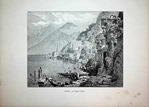 OBERÖSTERREICH, Hallstatt, Ansicht ca. 1880 originale Druckgrafik, Ansicht ca. 1880 originale Dru...