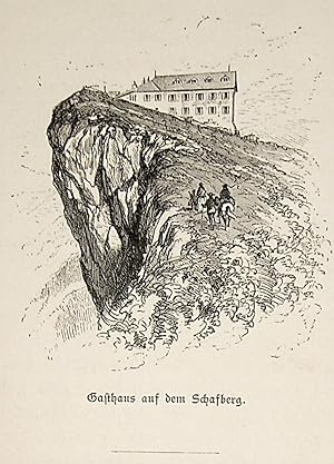 SALZBURG, Schafbergspitze Berghotel, Ansicht ca. 1880 originale Druckgrafik