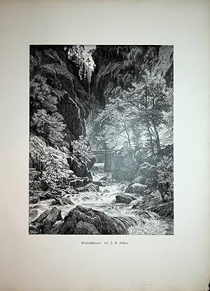 BAYERN, Ramsau bei Berchtesgaden, Wimbachklamm, Ansicht ca. 1880 originale Druckgrafik