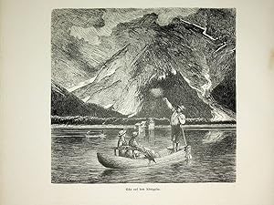 BAYERN, Königssee Echowand, Ansicht ca. 1880 originale Druckgrafik