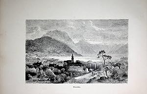 OBERÖSTERREICH, Gmunden, Ansicht ca. 1880 originale Druckgrafik