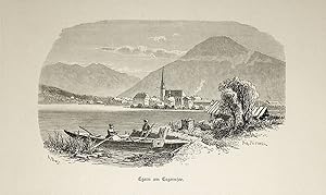 BAYERN, Rottach-Egern, Egern mit dem See, Ansicht ca. 1880 originale Druckgrafik