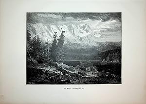 BAYERN, Grainau, Eibsee, Ansicht ca. 1880 originale Druckgrafik