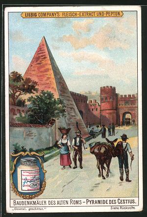 Bild des Verkufers fr Sammelbild Liebig`s Fleisch-Extract und -Pepton, Baudenkmler des alten Roms, Pyramide des Cestius zum Verkauf von Bartko-Reher