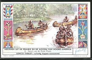 Bild des Verkufers fr Sammelbild Liebig, Indianen uit de Prairie en de Bossen van Noord-Amerika, Flussfahrt zum Verkauf von Bartko-Reher