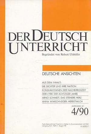 Imagen del vendedor de Der Deutschunterricht - 42. Jahrgang Heft 4/90 - Deutsche Ansichten a la venta por Versandantiquariat Nussbaum