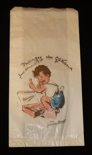 Seller image for Mangez des gteaux plus souvent !" Sachet de boulangerie illustr d'aprs Germaine Bouret (18 x 35,8 cm) for sale by Abraxas-libris