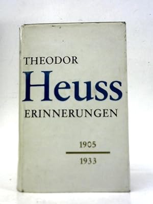 Image du vendeur pour Erinnerungen: 1905-1933. mis en vente par World of Rare Books