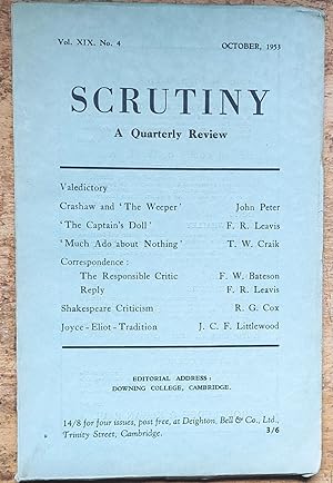 Seller image for Scrutiny - A Quarterly Review. Volume XIX, N°4, October 1953 for sale by Shore Books