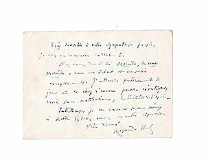 Carte autographe signée adressée à Georges Hoog : "Nous avons donné ici Mireille, la vraie Mireil...