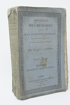 Image du vendeur pour Mmoires de Linguet sur la Bastille et de Dusaulx sur le 14 juillet, avec des notices. par MM. Berville et Barrire mis en vente par Librairie Douin