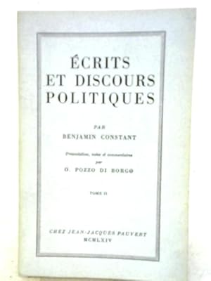 Bild des Verkufers fr Ecrits et Discours Politiques Tome II zum Verkauf von World of Rare Books