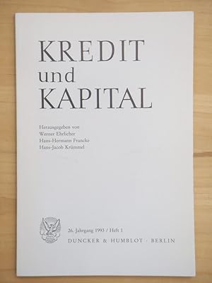 Immagine del venditore per Kredit und Kapital - 26. Jahrgang 1993 / Heft 1 [Einzelheft] venduto da Versandantiquariat Manuel Weiner