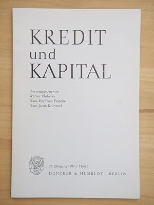 Seller image for Kredit und Kapital - 26. Jahrgang 1993 / Heft 3 [Einzelheft] for sale by Versandantiquariat Manuel Weiner