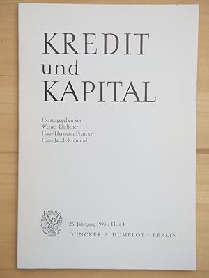 Seller image for Kredit und Kapital - 26. Jahrgang 1993 / Heft 4 [Einzelheft] for sale by Versandantiquariat Manuel Weiner