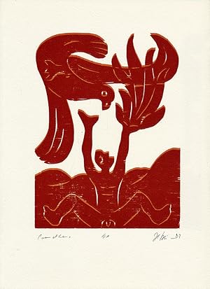 Prometheus. [19]81. [Signierter Original-Farbholzschnitt / signed original color woodcut].