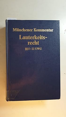 Immagine del venditore per Mnchener Kommentar zum Lauterkeitsrecht, Teil: Bd. 2.,  5 - 22 UWG venduto da Gebrauchtbcherlogistik  H.J. Lauterbach